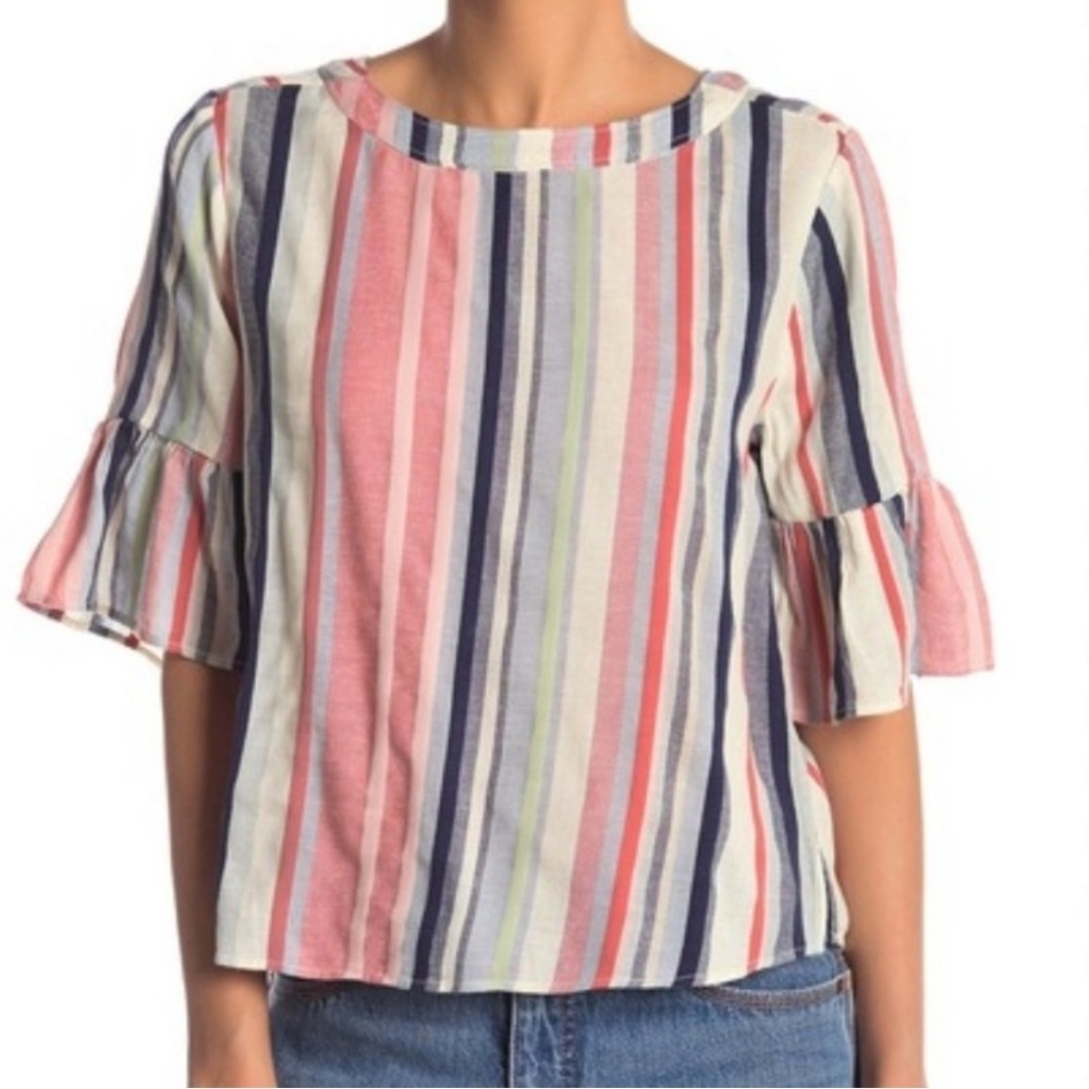 Susina Pink and Blue Striped Blouse